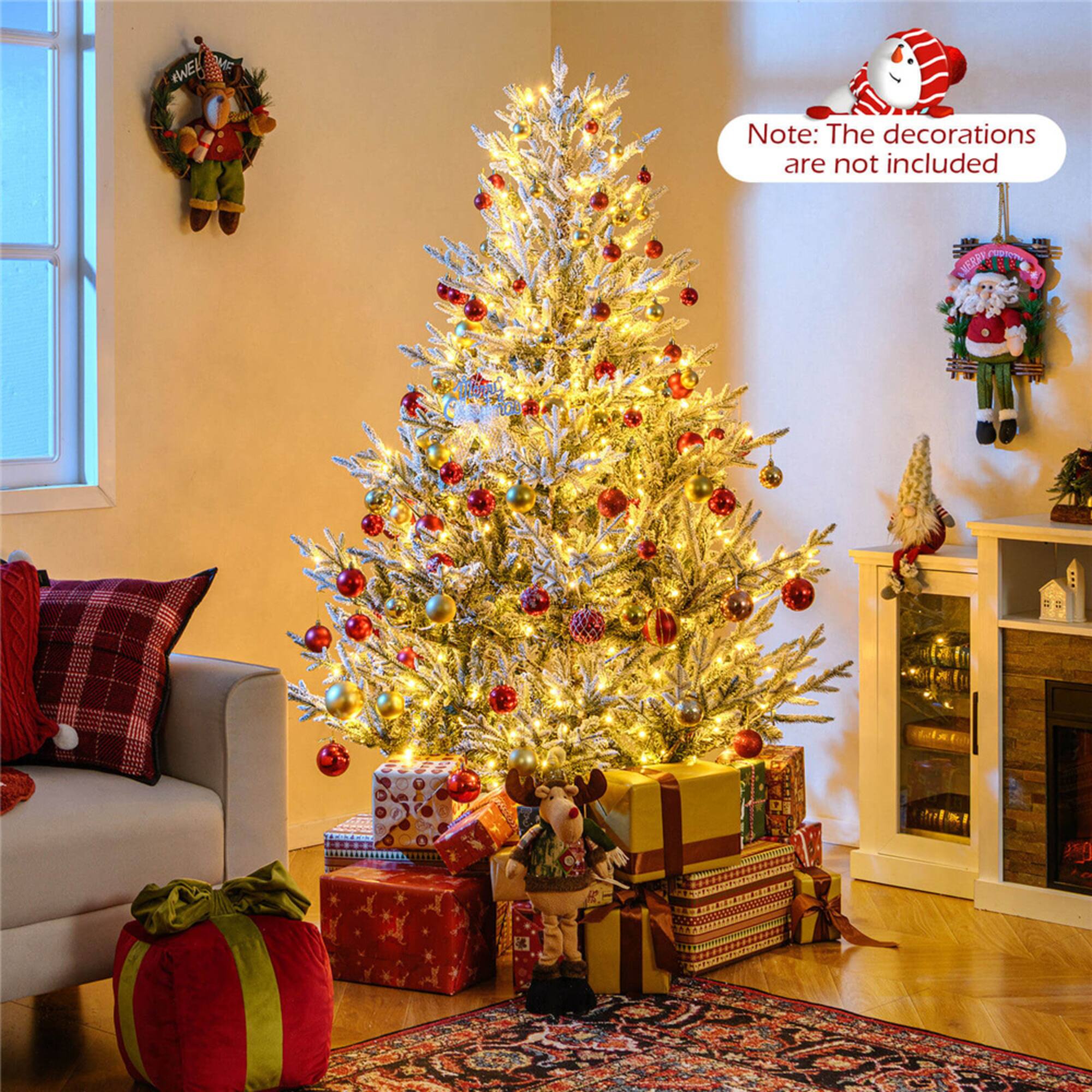 Costway 6 ft. Pre-Lit Gold Artificial Christmas Tree, Warm White LED Lights